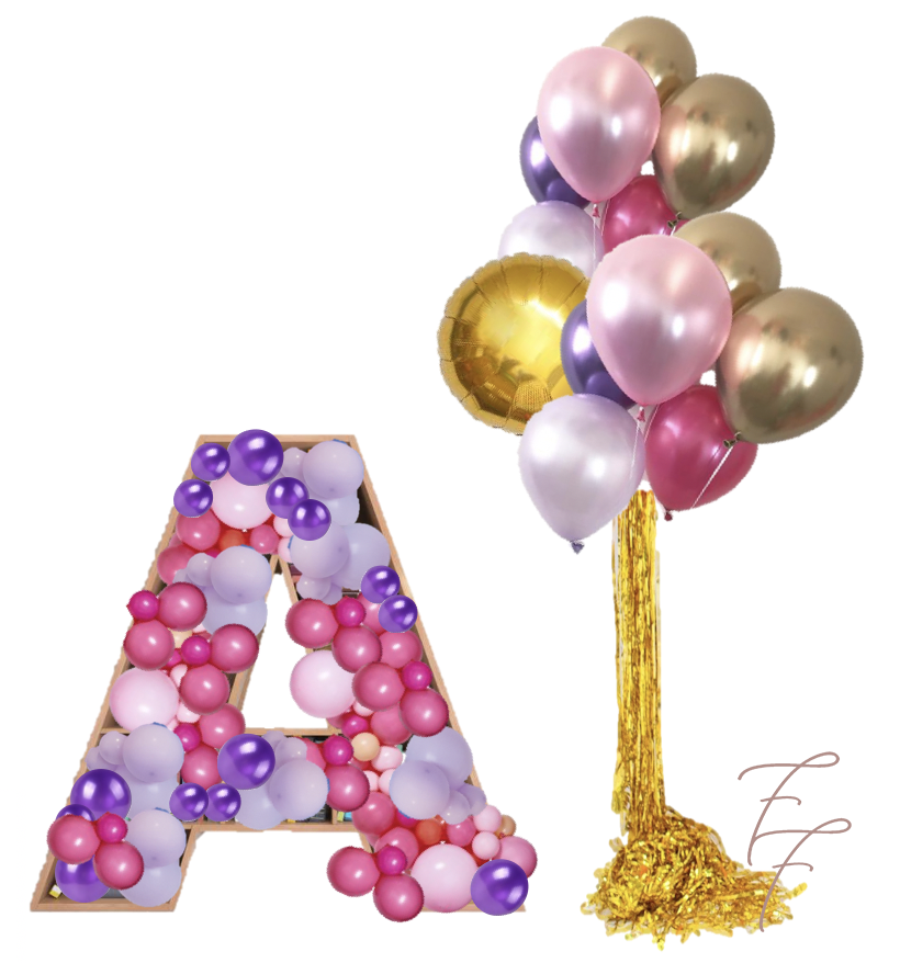 Pink, Purple and Gold Letter Balloon Standee